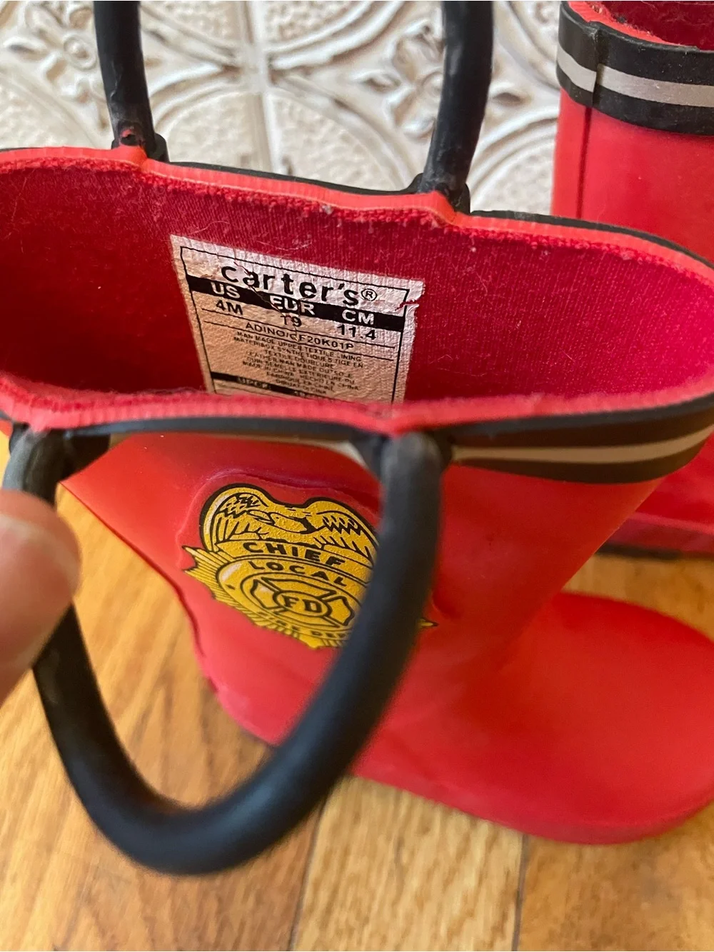 Carter's Red Kids Firefighter Rain & Snow Boots with Black Handles